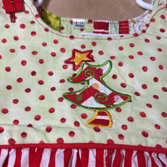 Gingi Girls Christmas One Piece Suit Red & White Stripes  Size 6-12 M - Picture 7 of 9